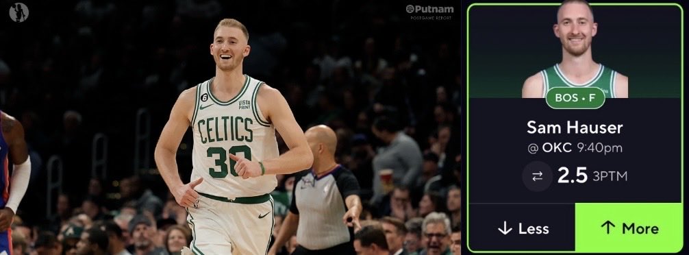 PonderingPicks's tweet image. TOP 3PM PROJECTION 🔝 
NBA Prop #3 🏀 

Sam Hauser OVER 2.5 3PM

❤️ IF TAILING

Good spot for Hauser here. White &amp;amp; Tatum come in questionable. Would be surprised if at least one of them doesn’t sit.

Even so, despite his minutes being down a bit with Tatum back he’s seen 8+ 3PA