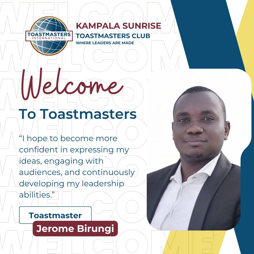 kampala_tm's tweet photo. Join us in welcoming our newest club members to Kampala Sunrise TMC... Jerome Birungi, Felister &amp; Munga Amani Mwambura 🥳🎉

Thank you for taking a bold and beautiful step by choosing to grow, and we're so glad you've chosen to grow with us. 

We can't wait to hear your voices! https://t.co/ZsnbwRhyeX