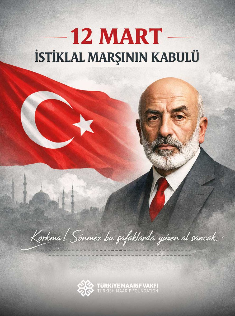 TMaarifVakfi's tweet photo. İstiklal Marşımızın kabulünün 105. yıl dönümü kutlu olsun. 

Millî şairimiz #MehmetAkifErsoy’u ve kahraman şehitlerimizi rahmetle anıyoruz. 🇹🇷 https://t.co/BMjsBBT2Vu