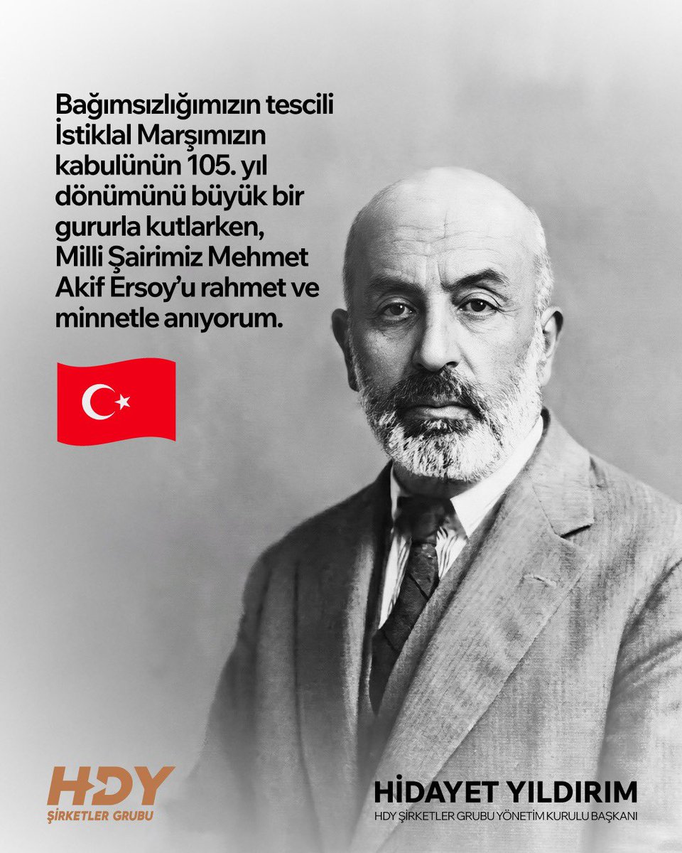12 Mart 1921, milletimizin bağımsızlık iradesinin dizelere döküldüğü, tarihe yön veren bir gündür.

Mehmet Akif Ersoy’un kaleme aldığı İstiklal Marşı, yalnızca bir şiir değil; inancın, fedakârlığın ve millet olma bilincinin ifadesidir.

İstiklal Marşı’nın kabulünün yıl dönümünde,