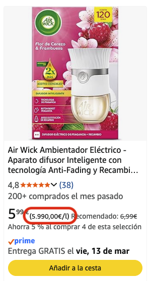 Ojo a cuánto está el litro de ambientador… 5.990€/litro
