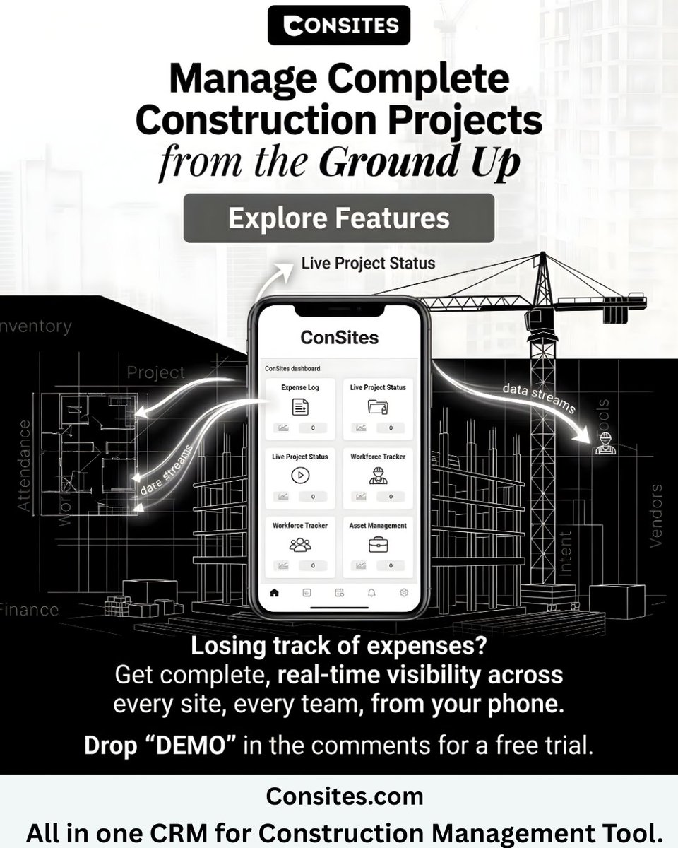 ConsitesApp's tweet photo. Stop losing track of expenses on-site. 🏗️ ConSites = real-time project visibility from your phone. Expenses. Workforce. Assets. All in one place.
Drop "DEMO" in the comments for a free trial 👇 https://t.co/4gYsDir030

#ConstructionTech #ProjectManagement 
#ConSites #Constructos https://t.co/ah1IDV7u8d