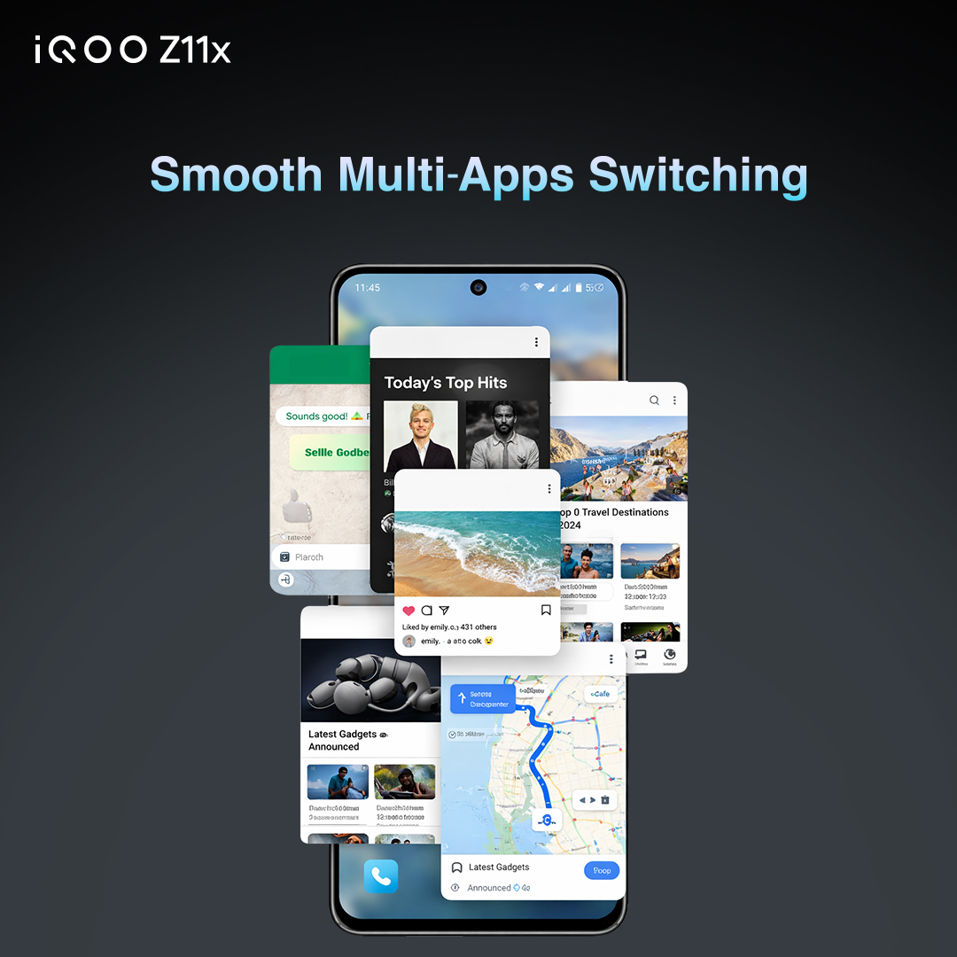 IqooInd's tweet photo. Multitasking that feels smoother.
With #iQOOZ11x, move between apps without missing a beat in your day.
Link: https://t.co/RrQyYzeka4
#iQOOZ11xLaunch #LaunchingNow #AmazonSpecials https://t.co/cQ4Q0iKqQA