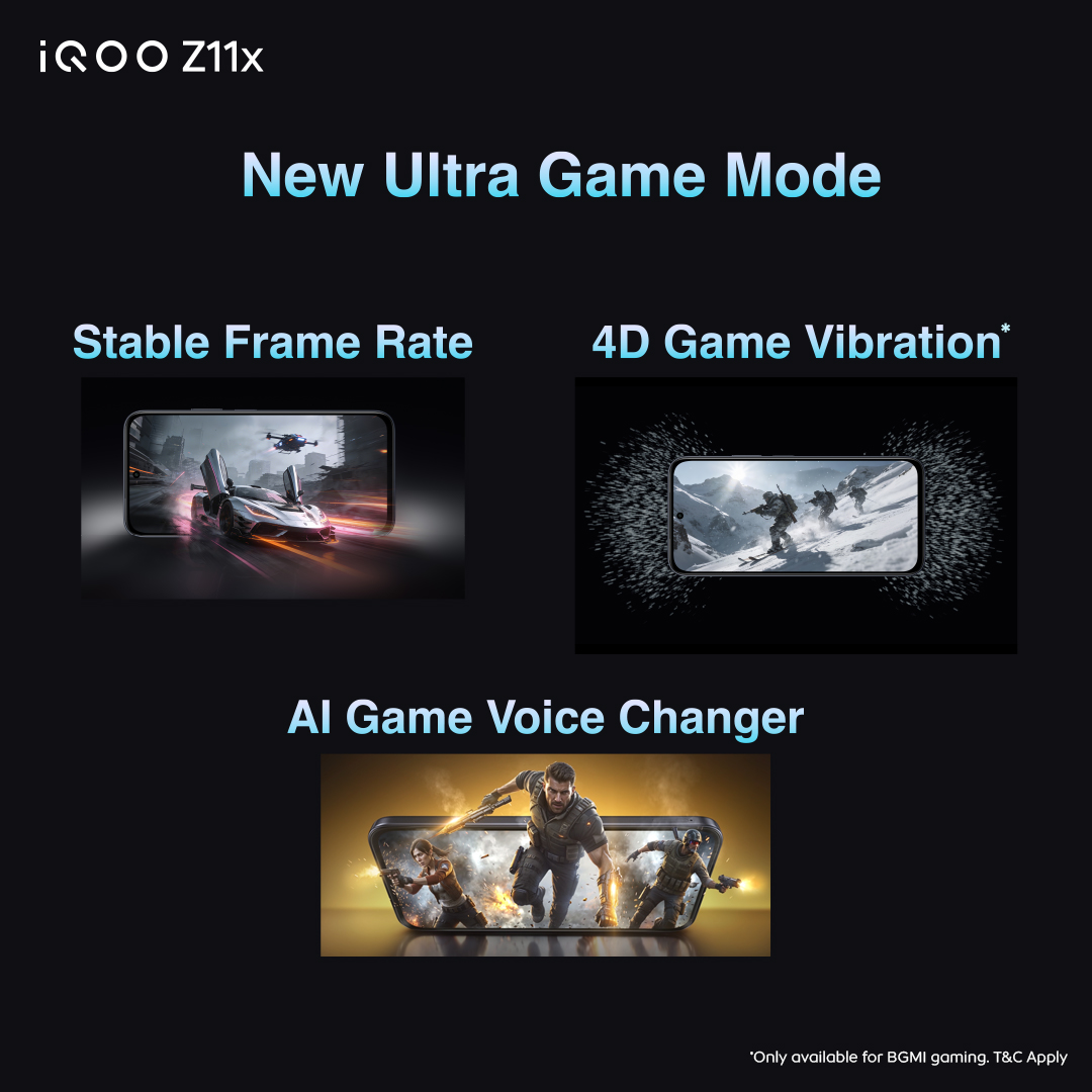 IqooInd's tweet photo. The edge you need when the game is on.
#iQOOZ11x lets you focus on the win with the new ultra game mode.
Because every second matters.
#iQOOZ11xLaunch #LaunchingNow #AmazonSpecials https://t.co/UKnDAgOm2u