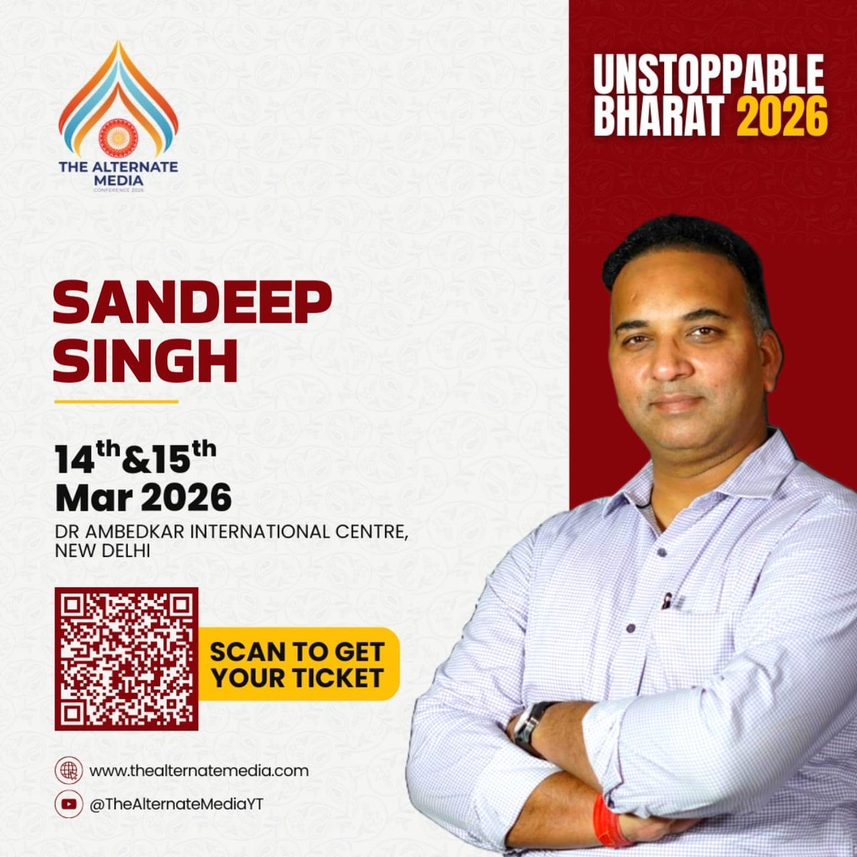 स्वयंबोध के बिना शत्रुबोध अधूरा: स्वयं को जानो, फिर शत्रु को पहचानो TAM conference.
This is the fearless platform where Bharat’s true awakening, ironclad security, cultural renaissance, and unstoppable rise are confronted head-on: raw, unfiltered, and unafraid!

Venue: Dr.