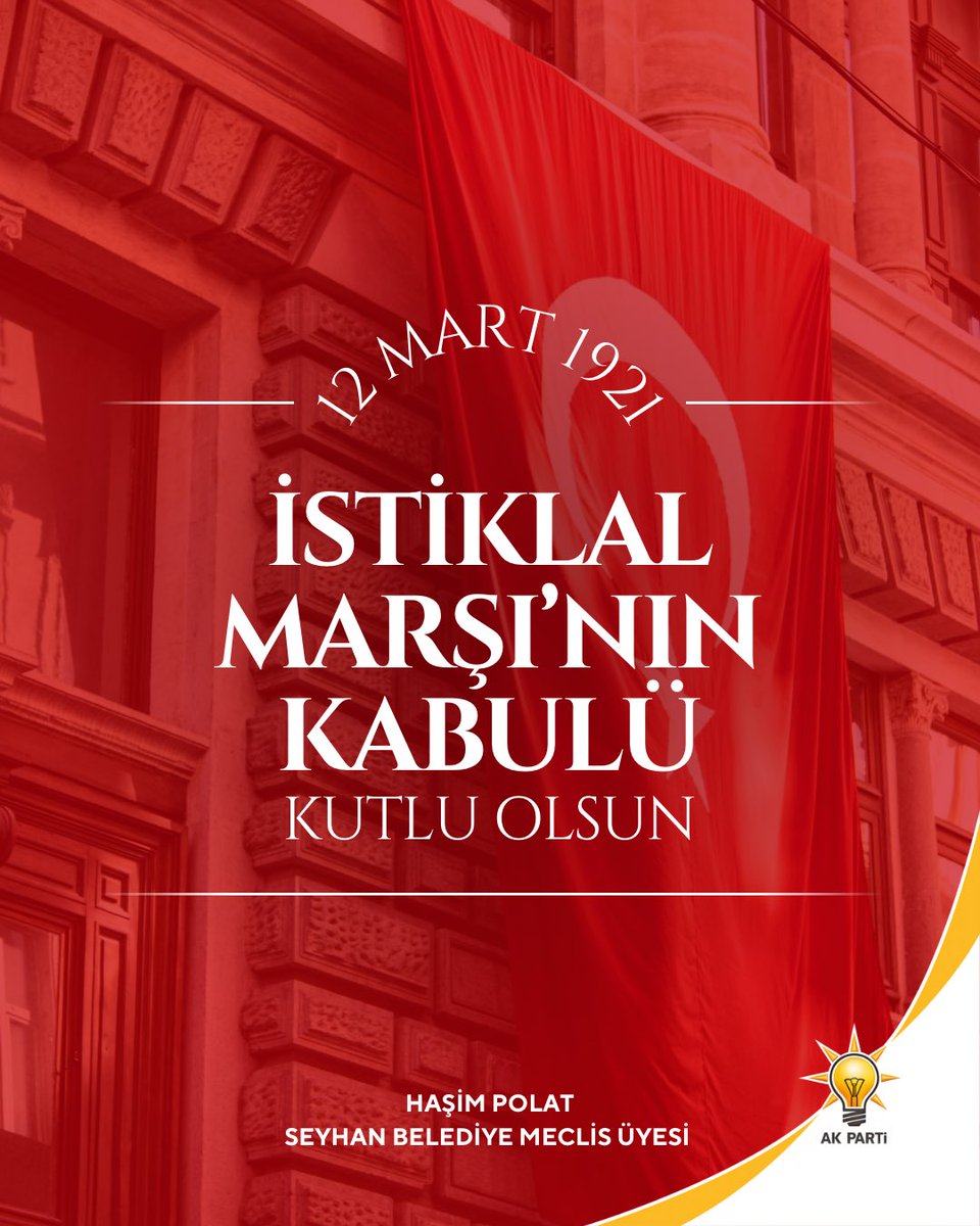 İstiklal Marşı’mızın kabulünün yıl dönümünü gurur ve minnetle anıyoruz. Mehmet Akif Ersoy’un kaleminden milletimizin bağımsızlık ruhunu yansıtan bu eşsiz eser, vatan sevgimizin ve özgürlük inancımızın en güçlü ifadesidir.

Başta Mehmet Akif Ersoy olmak üzere tüm kahramanlarımızı