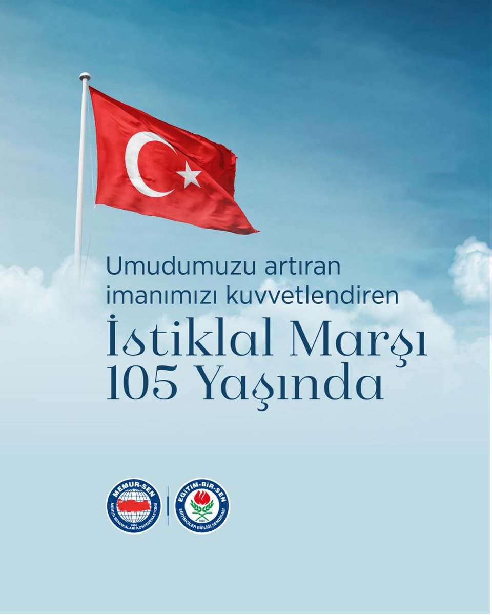 "Korkma, sönmez bu şafaklarda yüzen al sancak; Sönmeden yurdumun üstünde tüten en son ocak. O benim milletimin yıldızıdır, parlayacak; O benimdir, o benim milletimindir ancak."🇹🇷