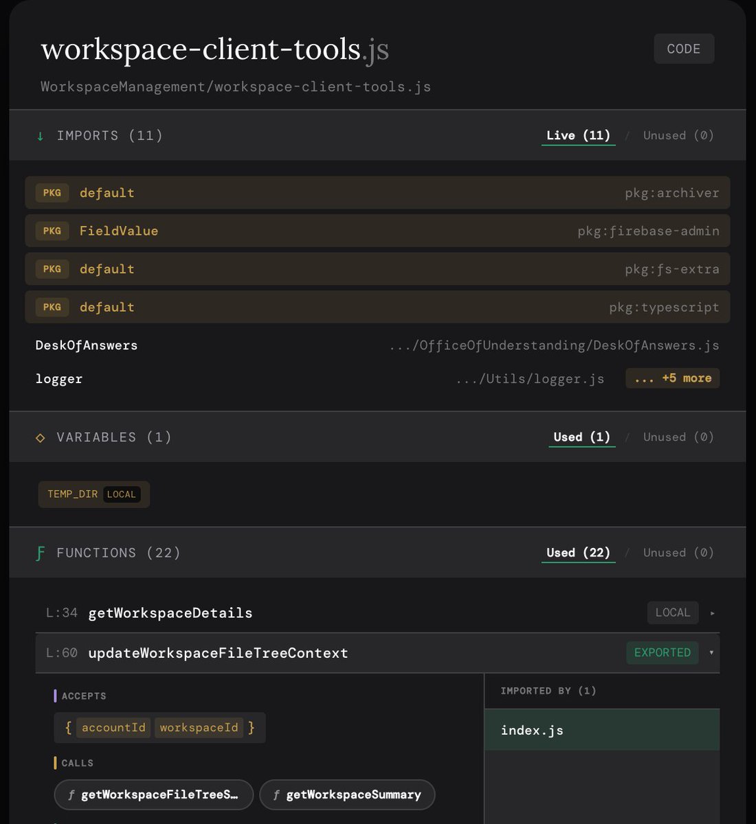 The <a href="/PoweredByEvok/">Evōk Semantic Coding Engine</a> Understanding Layer (File View)

This is what you see in Codebase.Observer for a given file. Plus a Copy for LLM button to provide conversational context to your chats.