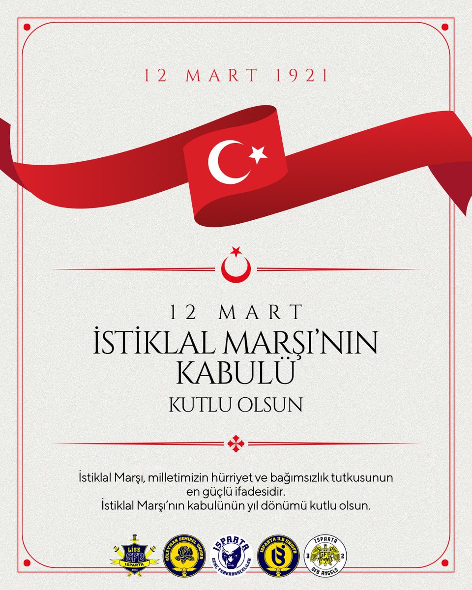 12 Mart İstiklâl Marşı’nın kabulü kutlu olsun.
Mehmet Akif Ersoy’u saygı ve rahmetle anıyoruz.”
#spartanhools