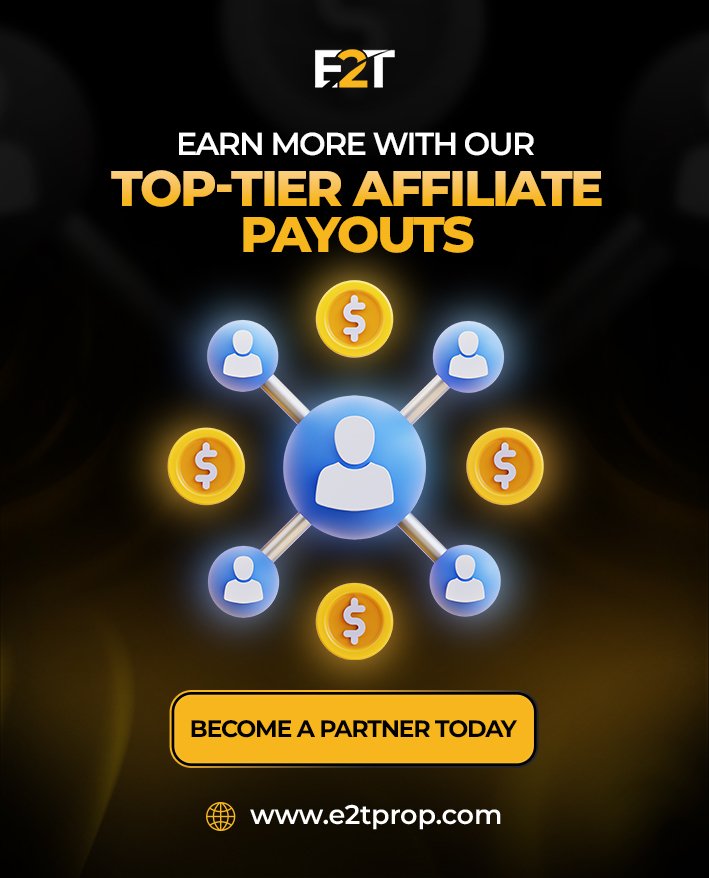 e2tprop's tweet photo. Turn your network into opportunity.
Earn more with E2TPROPโs top-tier affiliate payouts. Become a partner today.
#E2TPROP #AffiliateProgram #PartnerWithUs #EarnMore #TradingCommunity https://t.co/I3j62uV4Vl