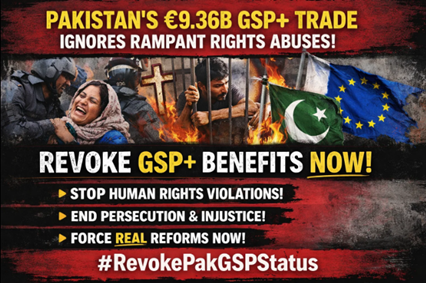 sorathsindhi64's tweet photo. Pakistan's €9.36B GSP+ trade ignores rampant rights abuses. Prove benefits promote reforms by revoking them now! Revoke Pak GSP Status https://t.co/fVWTtvwAAG
