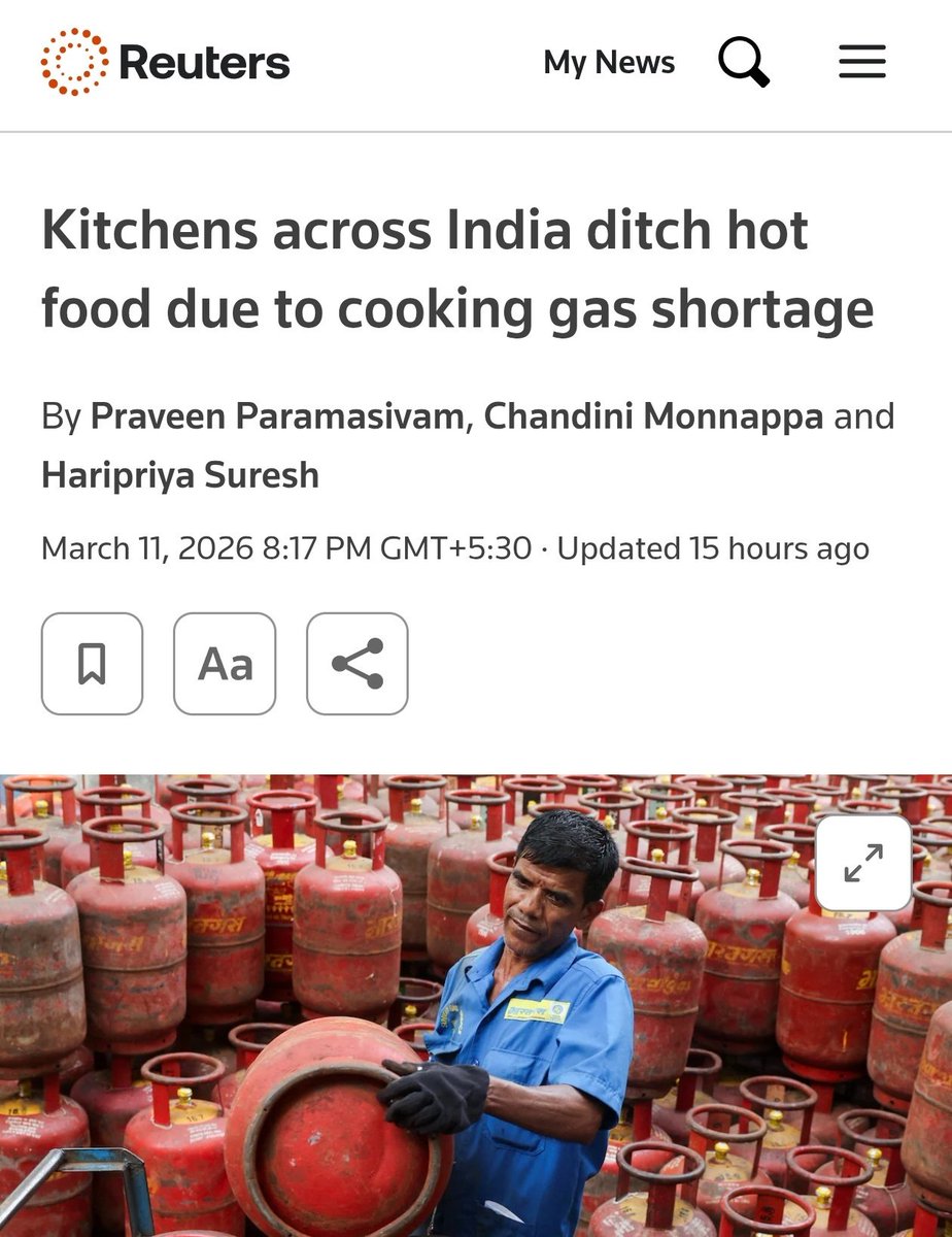 TheChronology__'s tweet photo. Biggest News agency of the world is shamelessly spreading fake propaganda against India

"There is so much shortage of LPG in India that people stopped making hot food in kitchen, people even stopped making tea. People across India are now eating cold food and drinking lemon juice"