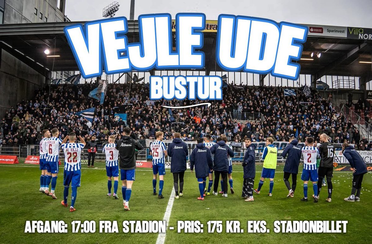 📣 Bustur til Vejle!

🔹 Praktisk info:
- Afgang 17:00 fra VIP bygningen ved stadion
- Pris: 175 kr ekskl. stadionbillet

Læs yderligere på Blok B’s kanaler

Vel mødt Odense! #obdk