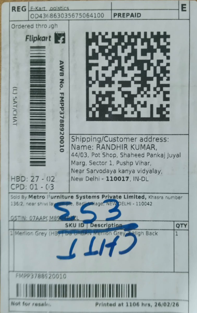 thakur133115's tweet photo. @jagograhakjago @PralhadJoshiOfc @blvermaup @Nimu_Bambhaniya @inidhikhare @MyGovInd @PMOIndia @nch1915 I purchased a Da-Urban Chair but upon unboxing I found that the product was incomplete and several parts were missing.I immediately raised a return request under the reason Missing Parts.Multiple time rejection of return request. Order ID OD436863035675064100 NCH Docket: 8838039 https://t.co/aJUsTI8Rin