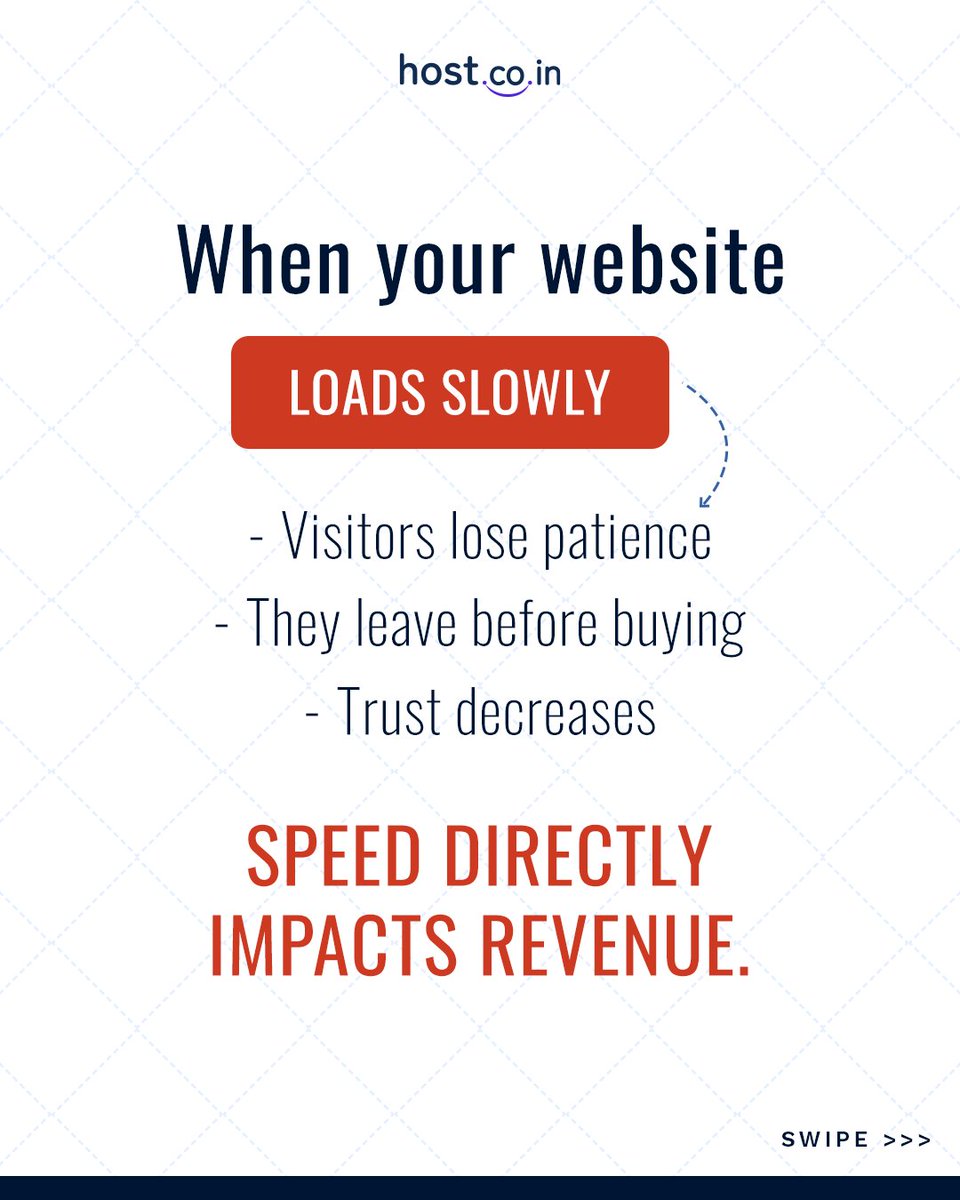 HostIndia's tweet image. A 1-second delay can reduce conversions by 7%.

Slow website =
Lost visitors
Lost trust
Lost revenue

Speed directly impacts sales.
Fast websites convert better. 
Upgrade your performance with host.co.in

#website #HostCoin #DigitalGrowth #StartupIndia #WebHosting