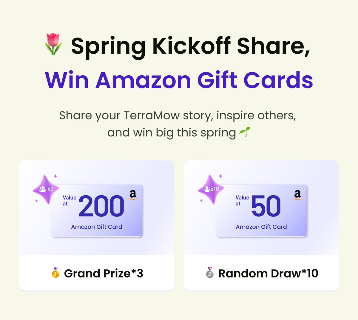 TerraMow's tweet image. 🚨 Giveaway Extended – One More Week to Win Big! 🎁

Good news! Our TerraMow Spring Share &amp;amp; Win Giveaway is now extended for one more week until March 19th! Don't miss your chance to grab the huge prizes!

#TerraMow #TerraMowXEarlySpringShare #SpringGiveaway #RobotMower