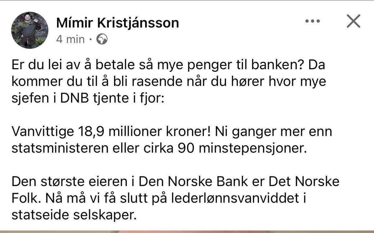 AnjaLindtner's tweet image. 18,9 mill tjente lederen i @dnb_hjelp #Dnb i fjor. Vi vet ALLE hen ikke er verdt det. Ingen er det!