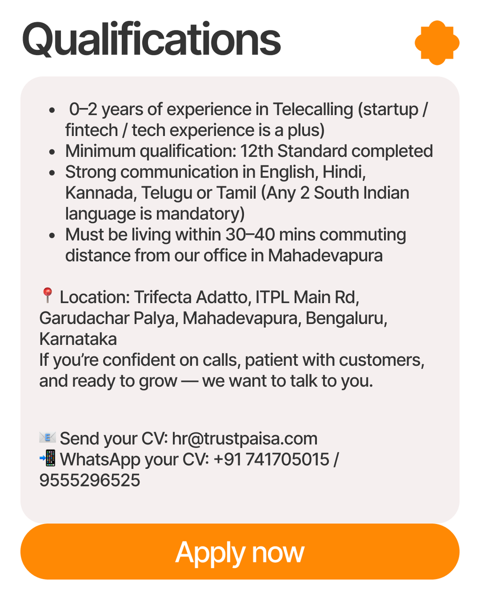 TrustPaisa's tweet image. trustpaisa.com/career/collect…

Trustpaisa is looking for a Collection Executive to join our growing fintech team.

Join our WhatsApp community for real-time update alerts &amp;amp; more:
lnkd.in/g4bsA7N9

#trustpaisa #digitallending #fintechindia #loanmadeeasy #smartfinance