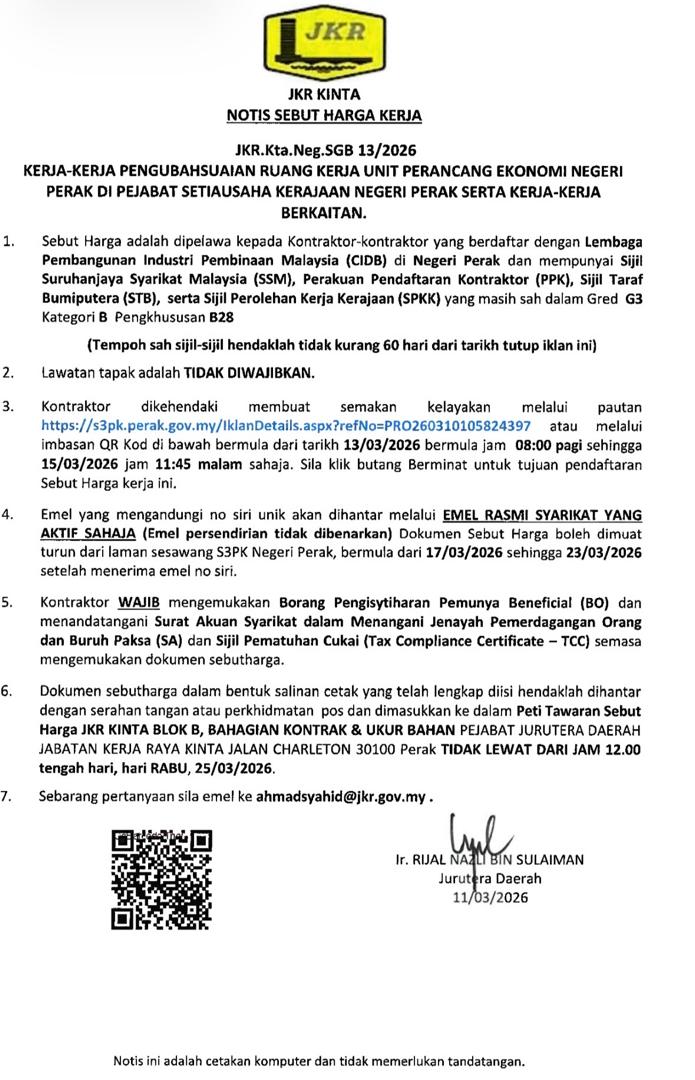 Jabatan Kerja Raya Daerah Kinta tweet media