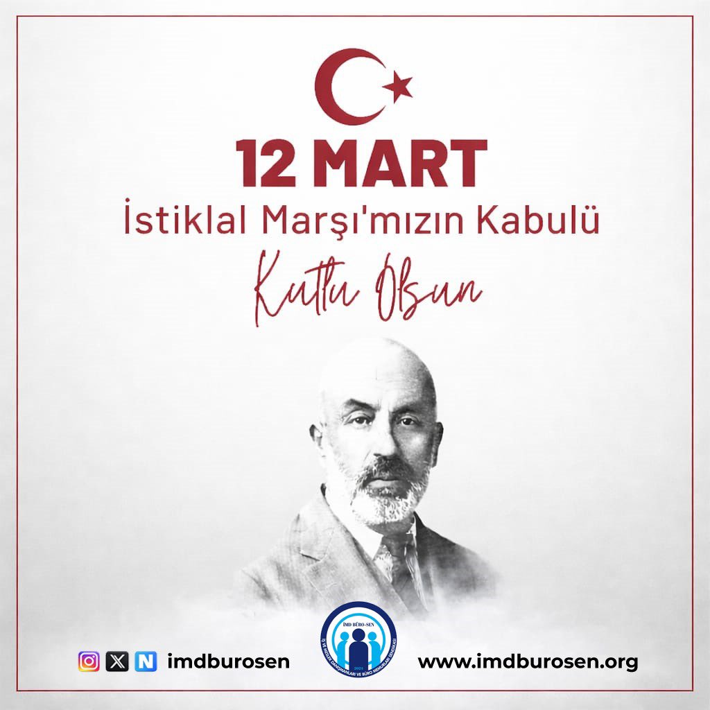 imdburosen's tweet photo. İstiklal Marşı’mızın Türkiye Büyük Millet Meclisi’nde Millî Marş olarak kabul edilişinin 105. yıl dönümünde;

Başta Gazi Mustafa Kemal Atatürk olmak üzere, Millî Şairimiz Mehmet Âkif Ersoy’u ve aziz vatanımızın bağımsızlığı uğruna canlarını feda eden tüm şehitlerimizi rahmet, minnet ve saygıyla anıyoruz. 🇹🇷

#İstiklalMarşı #MehmetAkifErsoy #12Mart #MilliMarş #İstiklalMarşınınKabulü