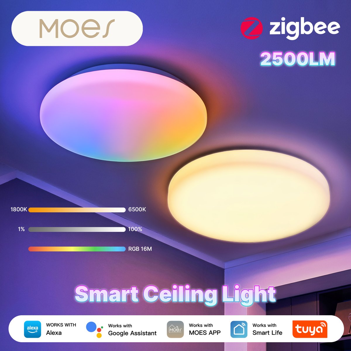 MOESPowerNOVA's tweet image. 💡 MOES Smart Ceiling LED Light
Tunable RGB &amp;amp; white, app &amp;amp; voice control, timing, scene modes, group control, energy-efficient for bedrooms, living rooms &amp;amp; offices 🌈🏠

📧 Contact: info@moespower.com
🌐 Website: moespower.com

#moespower #smartlighting #ledlight #tuya