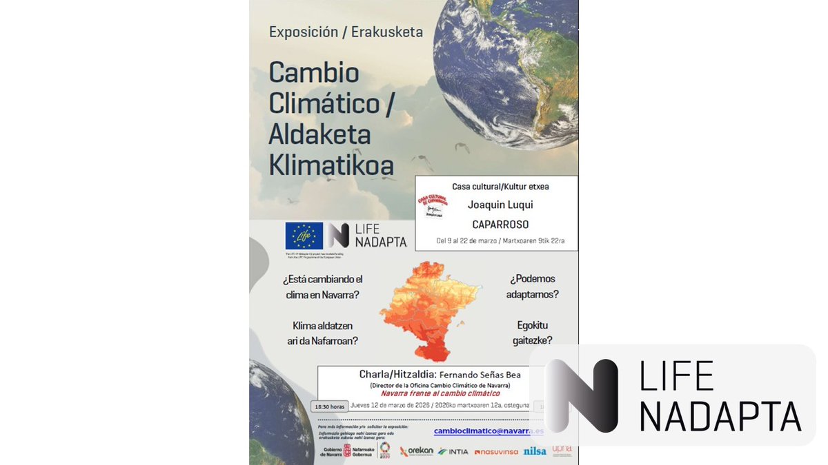 LIFE_NAdapta_CC's tweet image. #Caparroso acoge hoy una charla sobre el #CambioClimático 🗣️

ℹ️lifenadapta.navarra.es/es/-/caparroso…

#HCCN #KLINa #LFCCyTE #OCCN #MedioAmbiente #Adaptación #Mitigación #LIFEProgramme #LIFEAmplifiers #LIFEProject #AfterLIFE #NavarreInEurope #Navarra