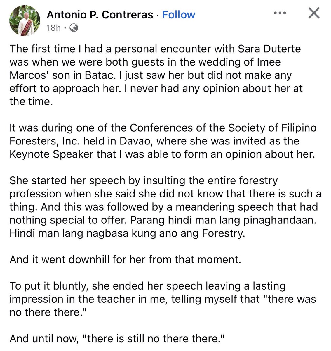Sympre late ako kasi wala naman ako fezbuk, may chumekka lang sa akin. Sabi ko, patingin nga para mabasa ko.

Bhieeee
