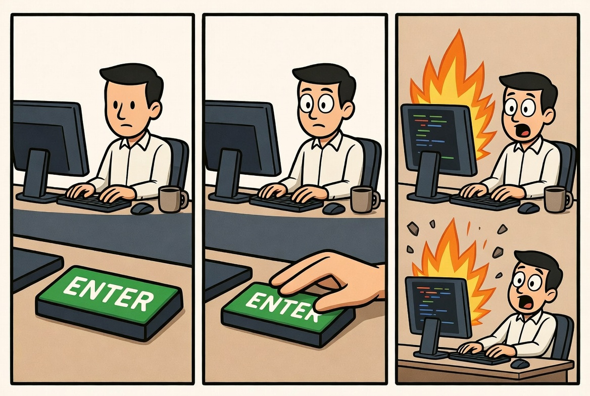 codexReboot's tweet photo. I make rectangles on screens and pray they don’t explode. Later, digging through my own spaghetti code: “Who wrote this if-else dumpster fire?!”

It’s a jailbird ticket for your coding crimes—not commenting your code!

The nerve!!!

#WebDev #CodingJourney #codexReboot https://t.co/F8xyR2vxxo