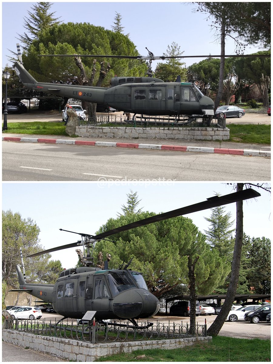 pedrospotter's tweet photo. #BuenosDias

Foto de este "H" en su retiro en la #Base #CoronelMate del @EjercitoTierra 

🚁
#Hall of #FAMET
#Bell #UH1H #Iroquois
(HU.10-73/ET-243)
🚁

#avgeek #ejercitodetierra
#Helicoptero
#helicopter #avgeeks #spotter
@Web_AME #spotter #planespotting #ViejasGloriasET
#España https://t.co/rcVpVkKBOx