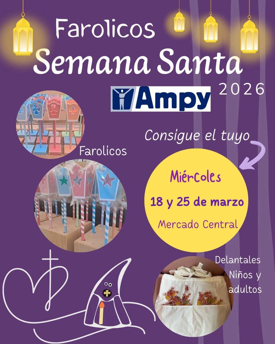 Ya están listos nuestros “FAROLICOS" elaborados artesanalmente por usuarios de C. de día de AMPY. Puntos de venta:

FERIA OUTLET, “El Paseo de los libros"
✓ Farmacia Marta Marco 
✓ Estanco Gran Vía
✓ Jugettos Yecla 
✓ Tiendas de Libricos 
✓ Tiendas Purina
✓ Repuestos España