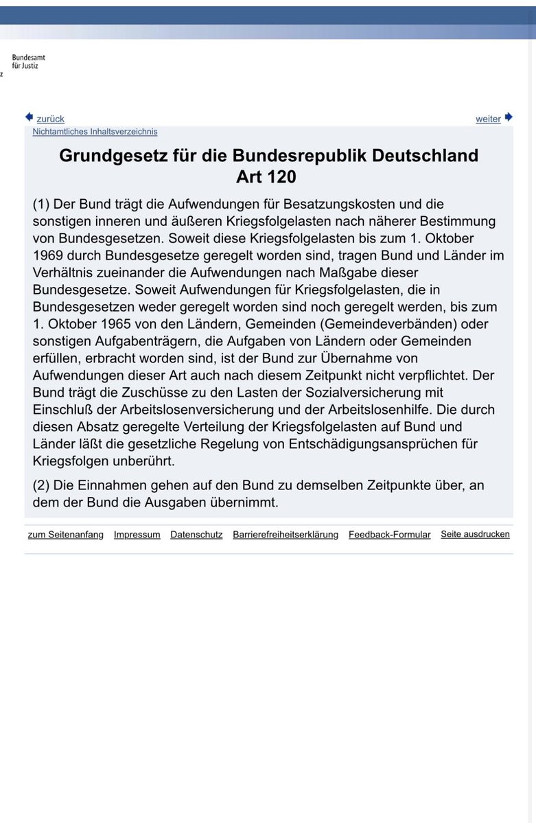 Lorenzgisa12345's tweet image. Art 120 GG (1)Der Bund trägt die Besatzungskosten? Das haben souveräne Staaten so an sich, das sie die Besatzungskosten bezahlen?!