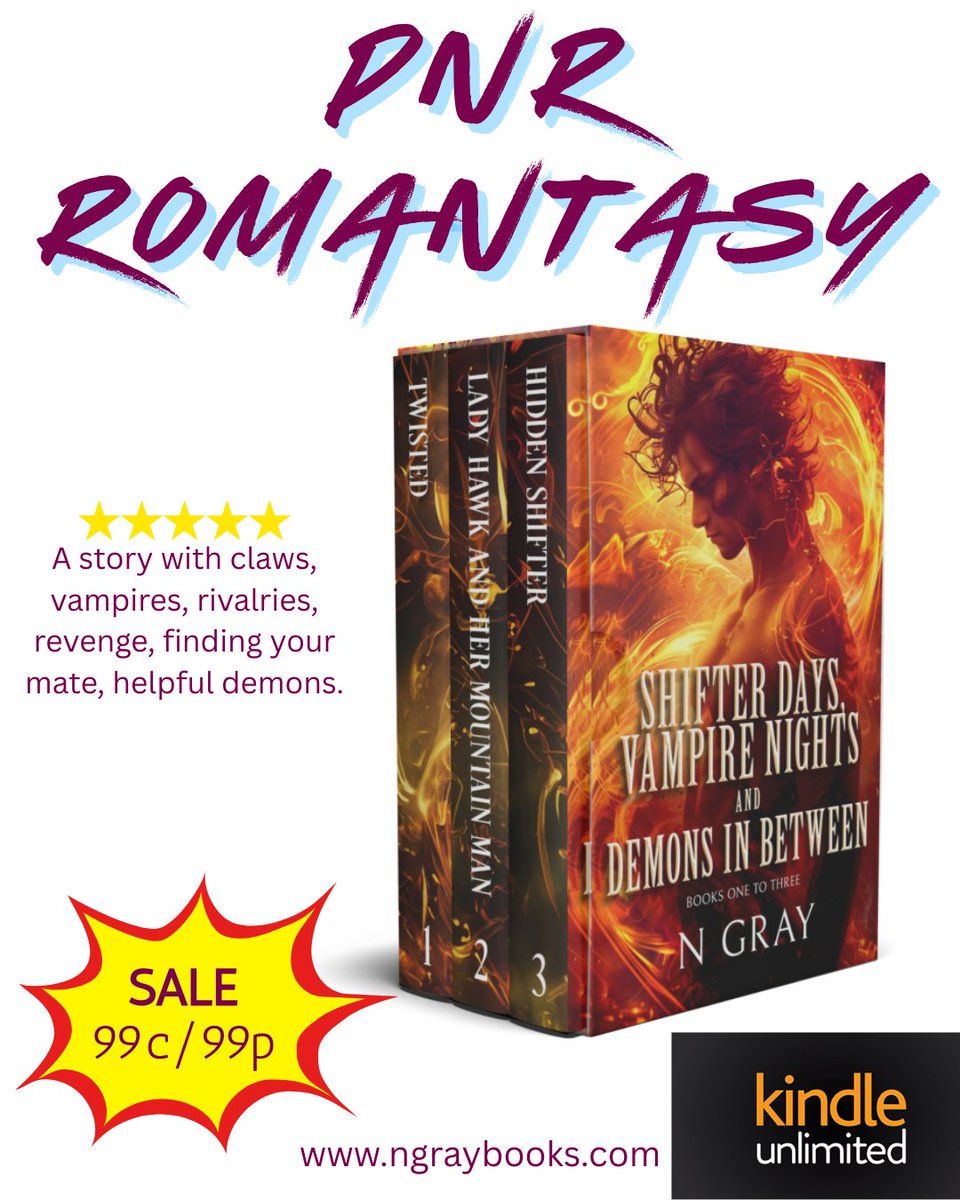 NGrayBooks's tweet image. Shifter days, Vampire Nights &amp;amp; Demons in between books 1 - 3
Dark, Deadly, and Deliciously Addictive 3-book collection
books2read.com/SVD1NGray
#romantasy #booklovers #booknerd #kindlebooks
