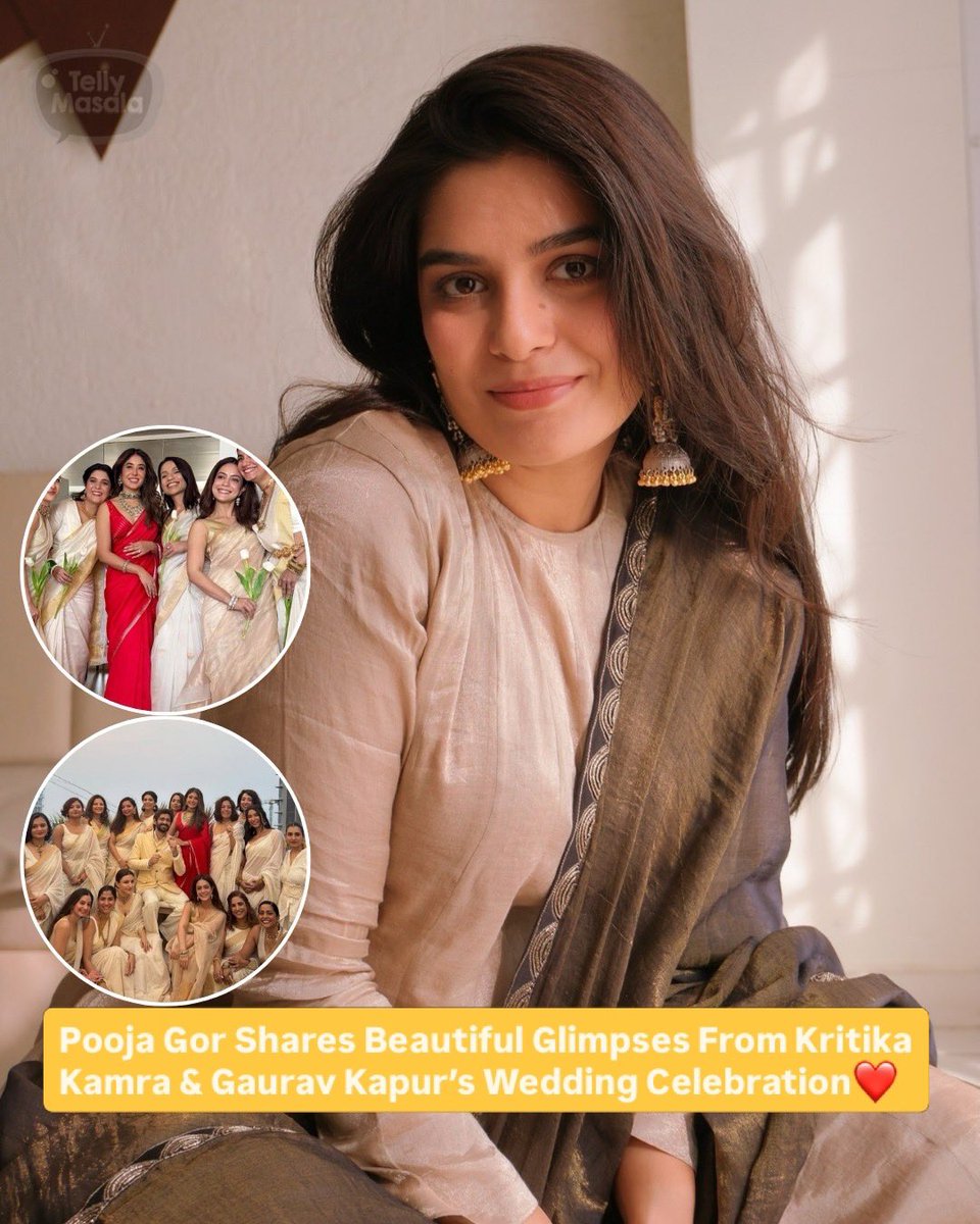 tellymasala's tweet image. Pooja Gor shared a beautiful glimpse from the wedding celebration of Kritika Kamra and Gaurav Kapur. The heartwarming moment from the celebration quickly caught fans’ attention on social media.

#KritikaKamra #GauravKapur #PoojaGor #WeddingMoments #tellymasala