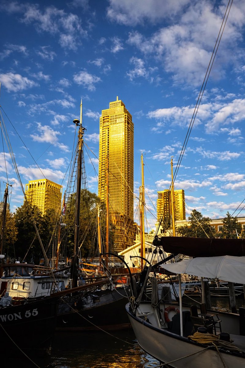 idaveyou's tweet photo. #Rotterdam #Zalmtower #FIndMe #Gold #Sky https://t.co/9wl0VYSe1r