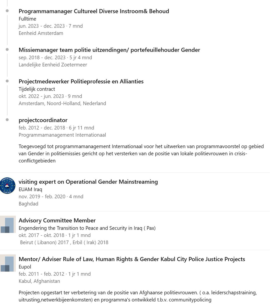 twitkwats's tweet photo. @Strijder124 Nee, ze houden zich niet allemaal bezig met bedrijfsvoering hoor. Ook andere heel erg nuttige zaken zoals woke en gender, zie het CV van een hoofdinspecteur in Amsterdam. In Irak, Beirut en Afghanistan dus héél erg belangrijk voor de veiligheid van de Amsterdammers! 🤮 https://t.co/tKOqfhTXZE