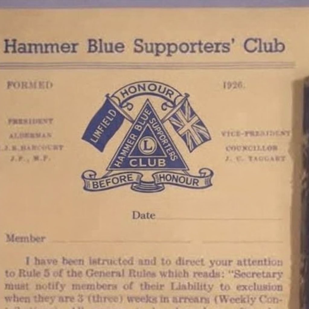 Had to share this badge and the letterhead of the Hammer Blues SC, Shankill Road. Image has been enhanced but the clubs crest is very impressive 👌