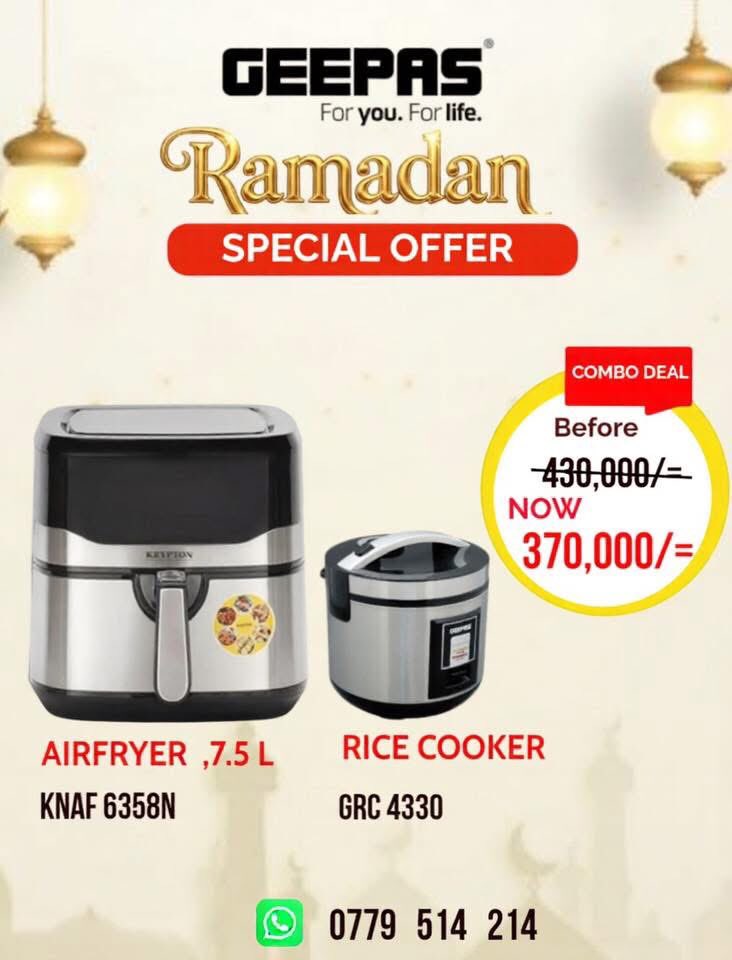GeepasUganda's tweet image. Cook smarter, eat better 🍚✨
Crispy meals with the Air Fryer + perfect rice every time with the Rice Cooker.

Upgrade your kitchen today!
📞 WhatsApp: 0779 514 214

#KitchenUpgrade #GeepasUganda #HomeAppliances