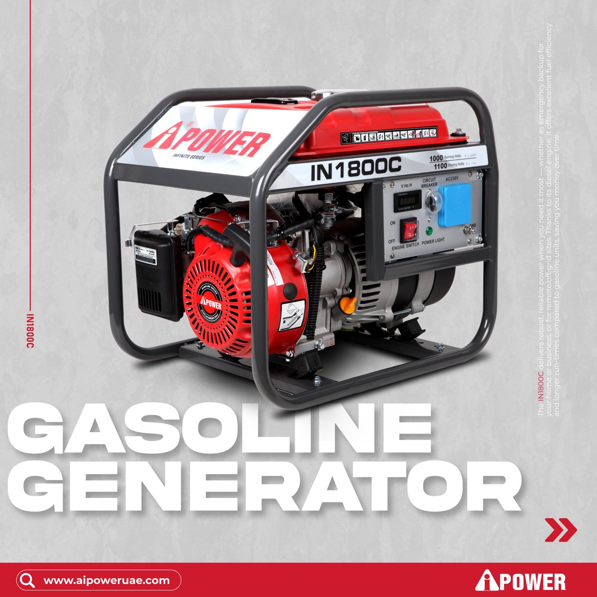 AipowerD's tweet photo. Small generator. Big independence. ⚡

AiPower IN1800C delivers reliable portable power wherever work takes you.
Where would you use it?
#PortableGenerator #GeneratorDubai https://t.co/Bt3ZwUmkh3