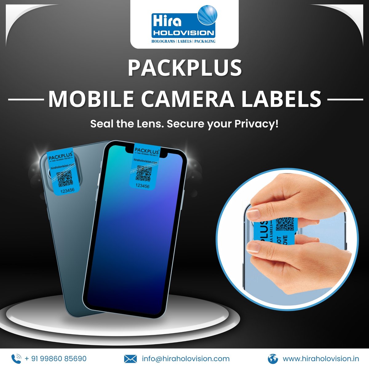 HHolovision's tweet image. Protect your privacy with Packplus Mobile Camera Labels. Seal your camera lens to prevent unauthorized access and keep sensitive data secure.

For more, Visit: hiraholovision.in/products/packp…

#HiraHolovision #MobileCameraLabels #PrivacyProtection #TamperEvident #MobileDeviceProtection