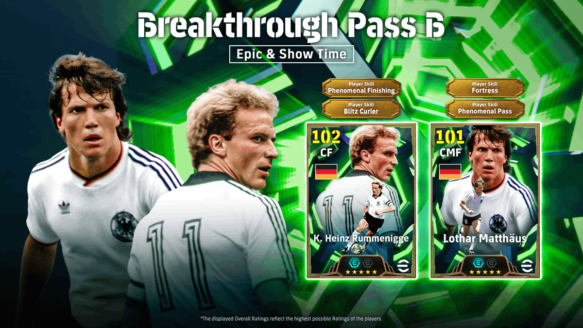 eFHUBx's tweet photo. Epic &amp; Show Time : Breakthrough Pass B ⚽️🎯

#eFootball2026 | #eFootballHUB https://t.co/a6fUWfGNjh
