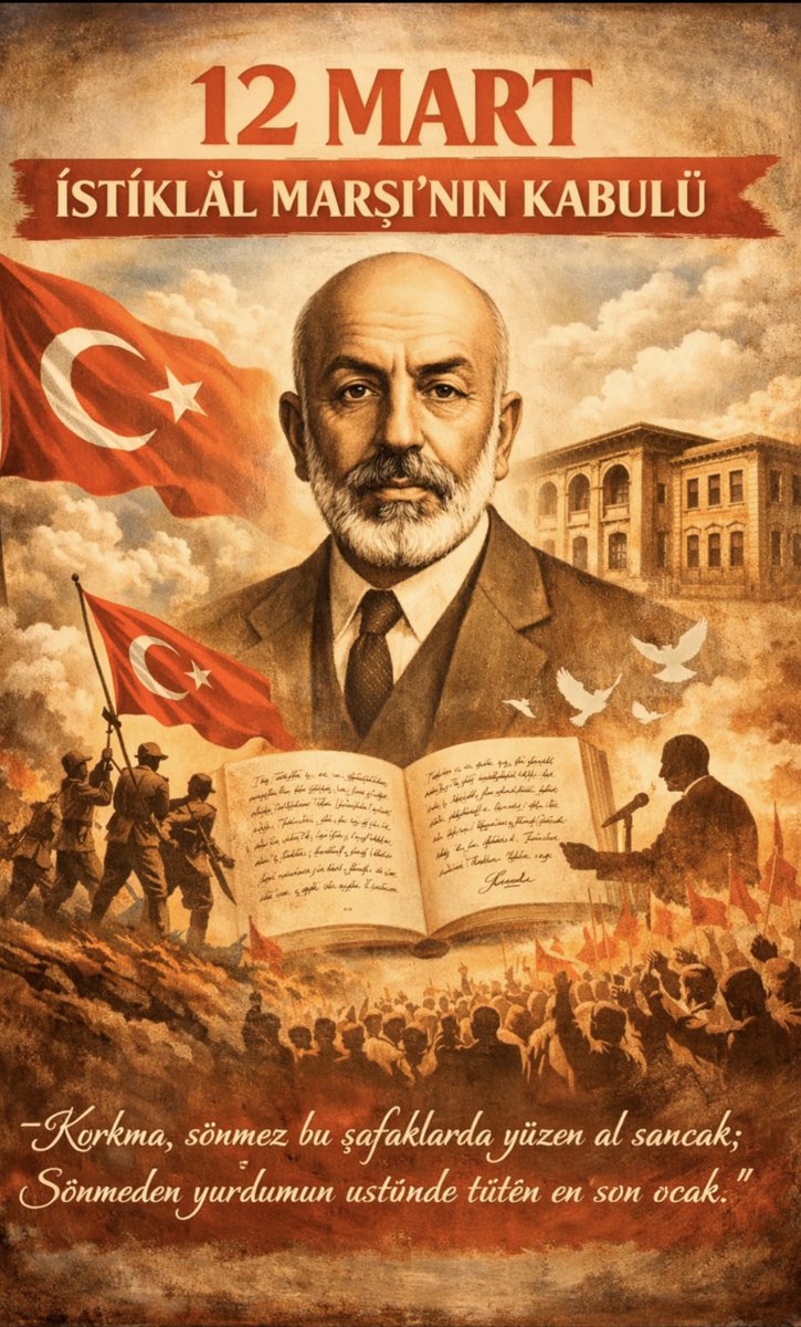 ttsosyalblmler's tweet photo. 🇹🇷 12 Mart 1921
Milletimizin bağımsızlık ruhunu dizelere döken İstiklal Marşı’mızın kabulünün yıl dönümü kutlu olsun.
Başta Mehmet Akif Ersoy olmak üzere tüm kahramanlarımızı saygı, rahmet ve minnetle anıyoruz. https://t.co/nLQpYoEoW6