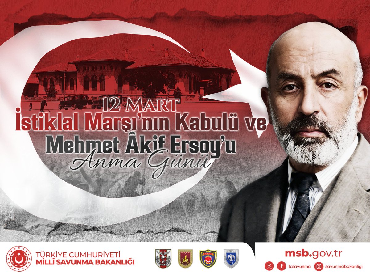 Ben ezelden beridir hür yaşadım, hür yaşarım. 🇹🇷

🗓️ 12 Mart 1921

Asil milletimizin bağımsızlık ruhunu ölümsüzleştiren İstiklal Marşı'mızın Türkiye Büyük Millet Meclisi tarafından "Millî Marş" olarak kabul edilişinin 105’inci yıl dönümünü kutlamanın haklı gurur ve sevincini