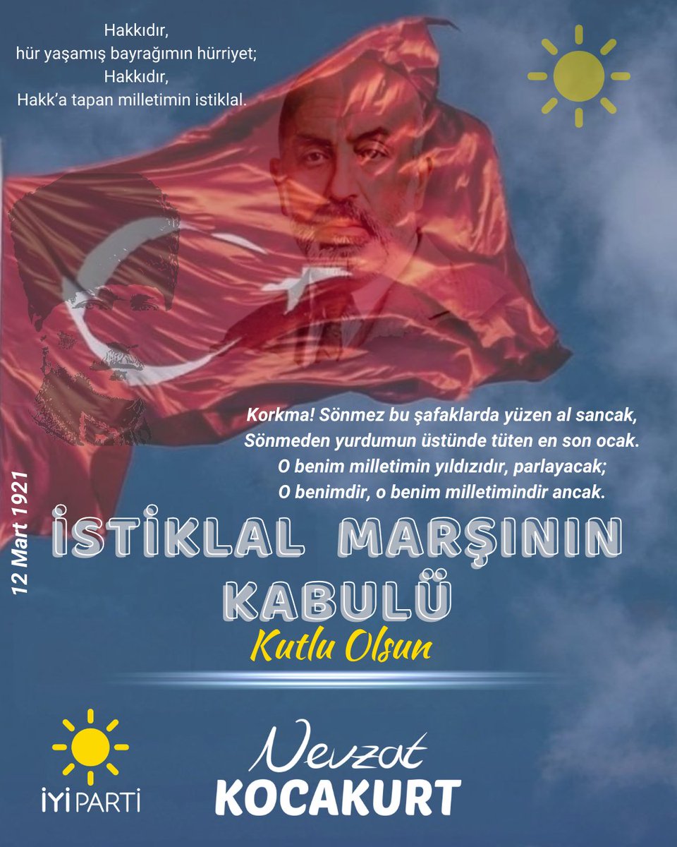 nevzatkocakurt's tweet photo. Vatanından değil canından geçen Türk Milletinin karakterini şiirleştiren,umudunu sağlamlaştıran,vatan şairi #MehmetAkifErsoy'un eseri #İstiklalMarşı'nın kabulünün yıl dönümü kutlu olsun🇹🇷
Tüm kahramanlarımızn ruhu şad olsun.
"Allah bu millete bir daha İstiklal Marşı yazdırmasın." https://t.co/j0HMMysLTf