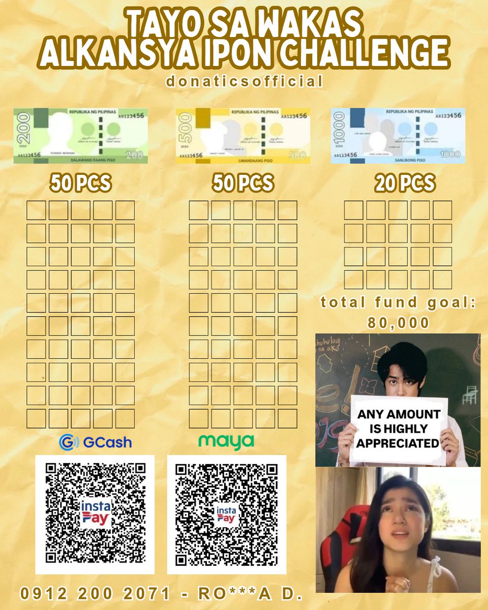#TayoSaWakas 𝘼𝙡𝙠𝙖𝙣𝙨𝙮𝙖 𝙄𝙥𝙤𝙣 𝘾𝙝𝙖𝙡𝙡𝙚𝙣𝙜𝙚 🫙

Every small amount counts as we work together to reach our ₱𝟖𝟎,𝟎𝟎𝟎 fund goal.

Fill a box, send any amount, and help us make this project happen for #DonBelle!

Any support is highly appreciated! 🫶🏻