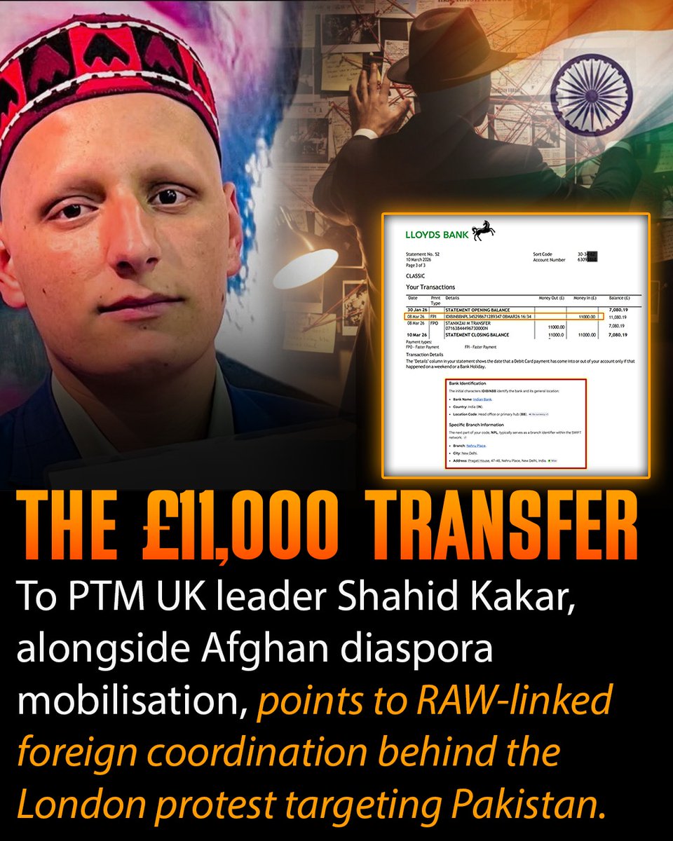 r3belkid_X's tweet image. ‼️Exposed: PTM Protest in UK funded directly by RAW 💰🇮🇳
When “activism” is backed by foreign agendas, who’s really speaking for the people? #StopForeignInterference