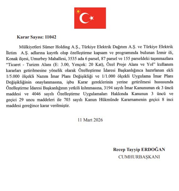 sokakkedisitv's tweet photo. 🔴Cumhurbaşkanı Erdoğan'ın kararıyla, İzmir'deki tarihi elektrik fabrikasının arazisine 20 katlı yapılaşma izni verildi.

İzmir Büyükşehir Belediyesi, alanın imara açılmasına itiraz etmişti. https://t.co/zcFcqKZOsg