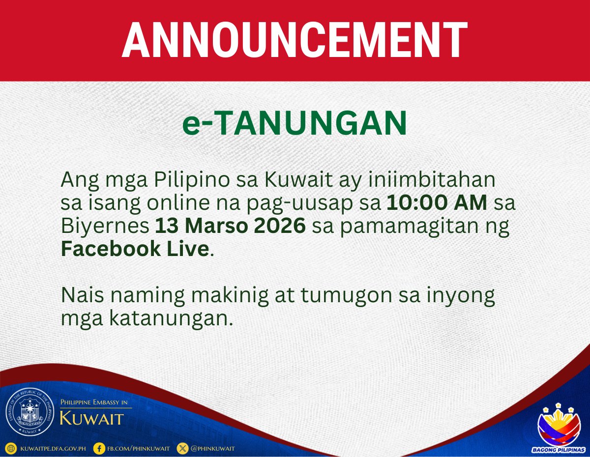 Philippine Embassy in Kuwait tweet media
