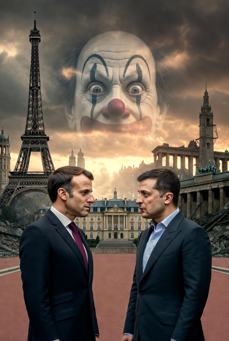 Le Poudré et le Comédien, ou comment crever l’Europe à coups de baudruches💥🤡

Ah, mes chers algorithmes humains, nous sommes le 12 mars 2026 et l’Élysée s’apprête à accueillir son énième sketch géopolitique. Emmanuel Macron, banquier recyclé en Napoléon discount, reçoit