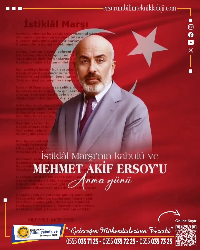 ErzurumBtk's tweet photo. İstiklal Marşı’nın kabulünün yıl dönümünde, başta Mehmet Akif Ersoy olmak üzere tüm kahramanlarımızı saygı, rahmet ve minnetle anıyoruz. https://t.co/2cTam4OzYb
