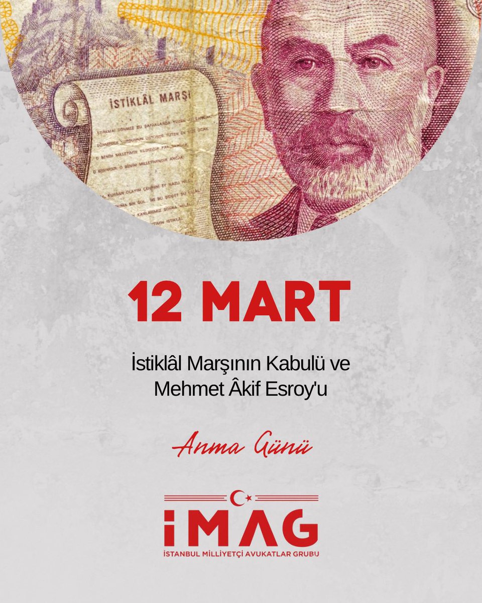 ist_mag's tweet photo. Türk milletinin bağımsızlık ve özgürlük ruhunu yücelten İstiklal Marşı’mızın kabulünün yıl dönümünde, Mehmet Akif Ersoy’u rahmet ve minnetle anıyoruz.

Milli mücadelemizin simgesi olan bu eşsiz eser, bizlere vatan sevgisini, istiklali ve birliği hatırlatmaya devam edecek. https://t.co/6UyivSdPpx